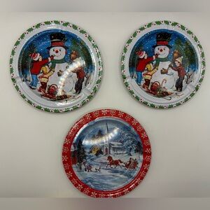 Vtg Christmas Ashtrays Santa Claus Candles Tree Snowman New No Box Gifts Crafts